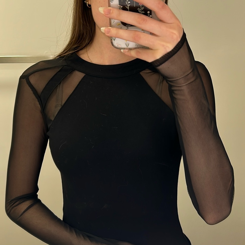 GUESS black bodysuit with mesh details